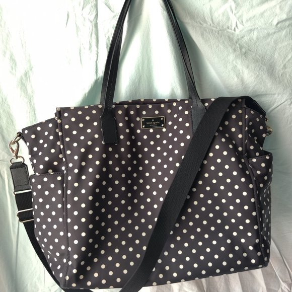 Kate Spade Diaper Baby Bag Black and White Dot - Picture 2 of 8